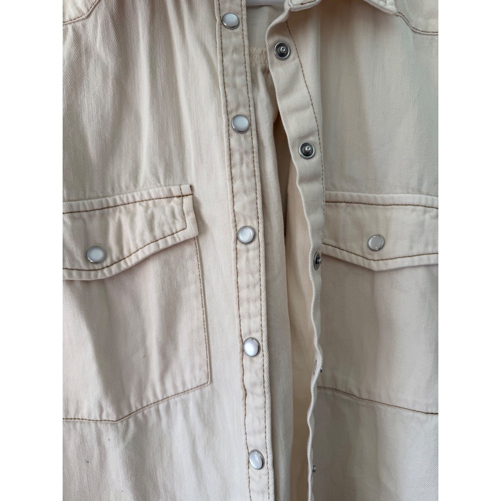 Pilcro sz M White Western Denim Button Up Shirt Minimalist Normcore Streetwear - Picture 5 of 10